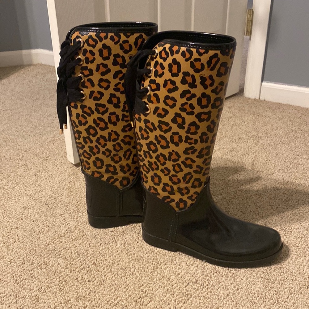 Coach leopard rain boots